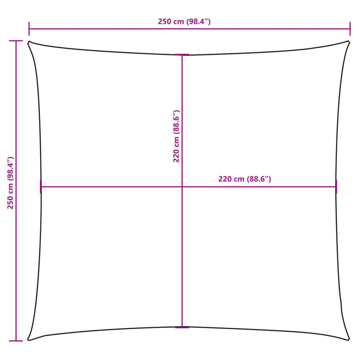 Solseil oxfordstoff kvadratisk 2,5x2,5 m hvit