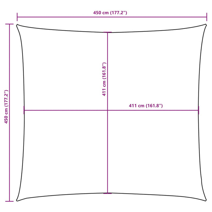 Solseil oxfordstoff kvadratisk 4,5x4,5 m hvit