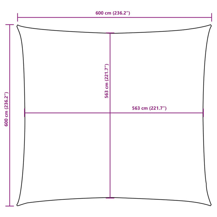 Solseil oxfordstoff firkantet 6x6 m hvit