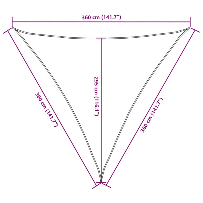 Solseil oxfordstoff trekantet 3,6x3,6x3,6 m hvit