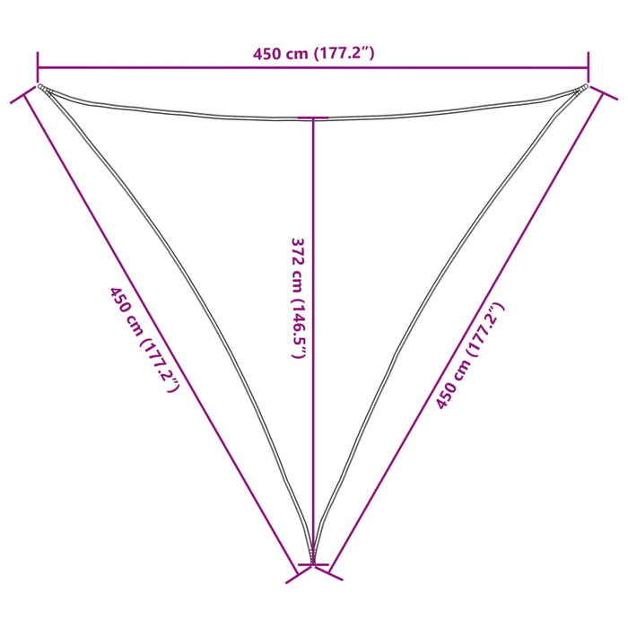 Solseil oxfordstoff trekantet 4,5x4,5x4,5 m terrakotta