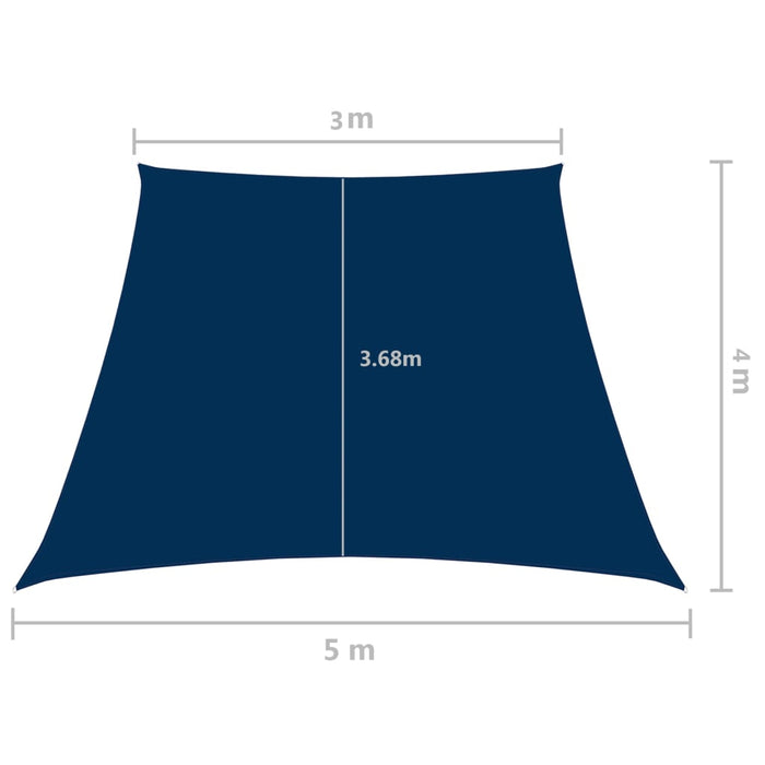 Solseil oxfordstoff trapesformet 3/5x4 m blå