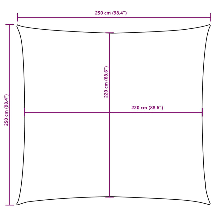 Solseil oxfordstoff kvadratisk 2,5x2,5 m svart