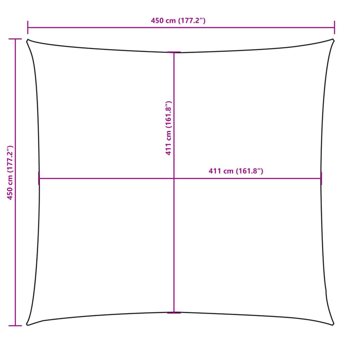 Solseil oxfordstoff kvadratisk 4,5x4,5 m brun