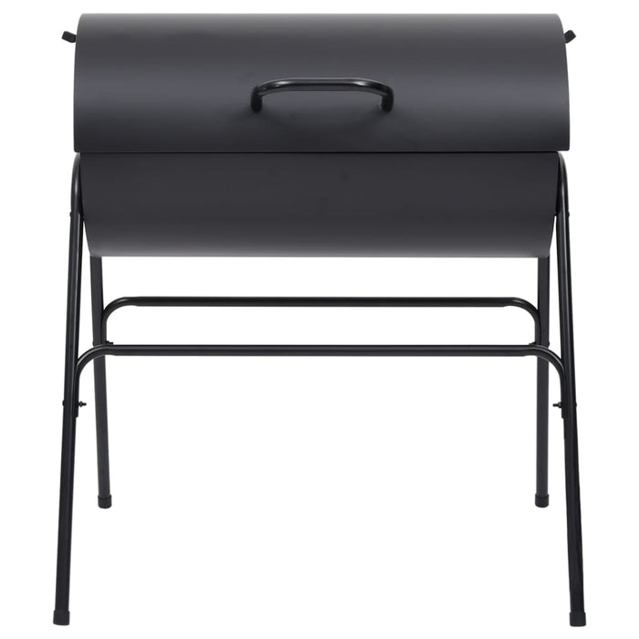 Tønnegrill med 2 grillrister svart 80x95x90 cm stål