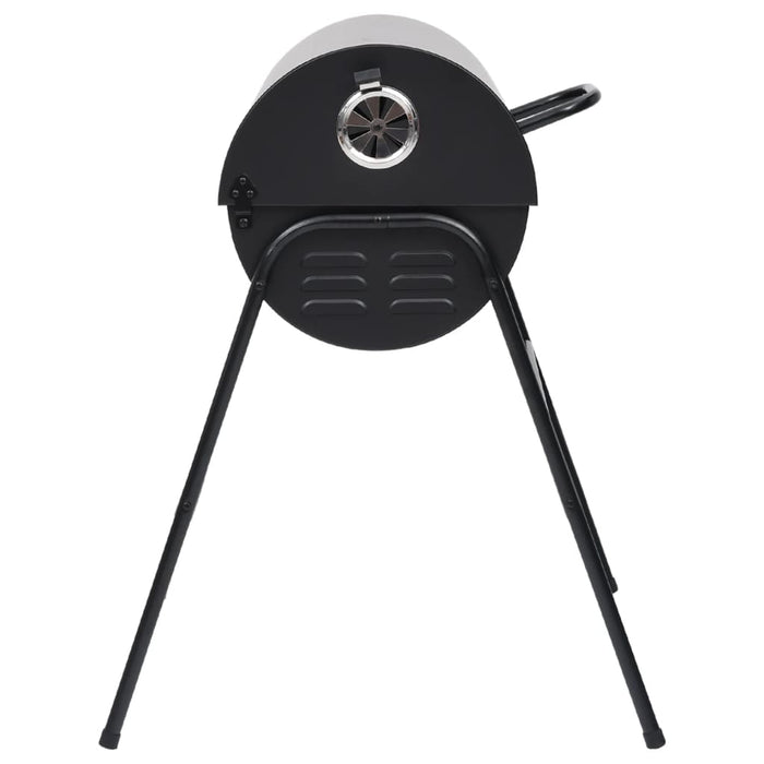 Tønnegrill med 2 grillrister svart 80x95x90 cm stål