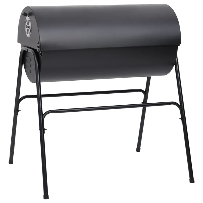 Tønnegrill med 2 grillrister svart 80x95x90 cm stål