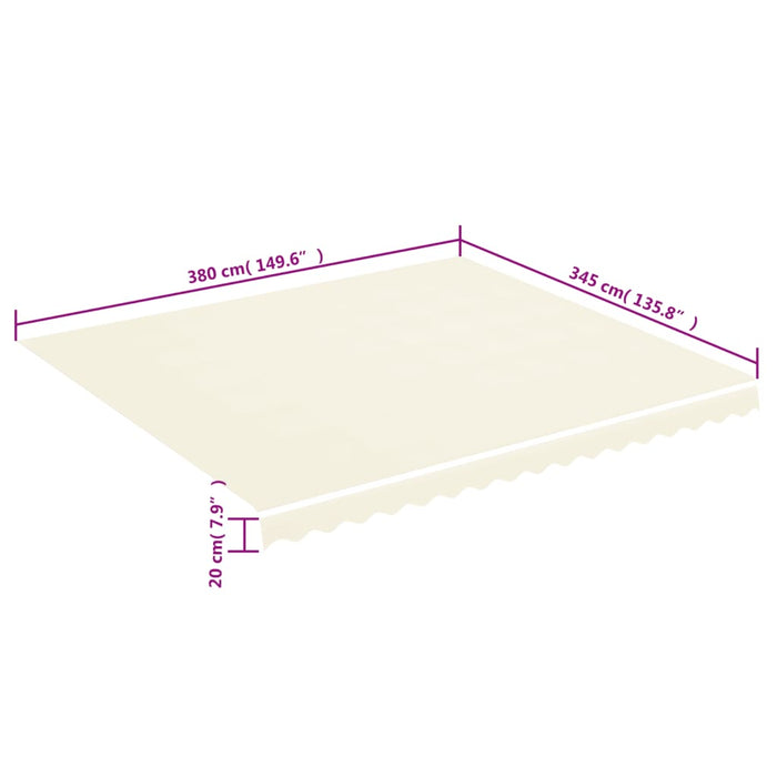 Erstatningsduk for markise kremhvit 4x3,5 m