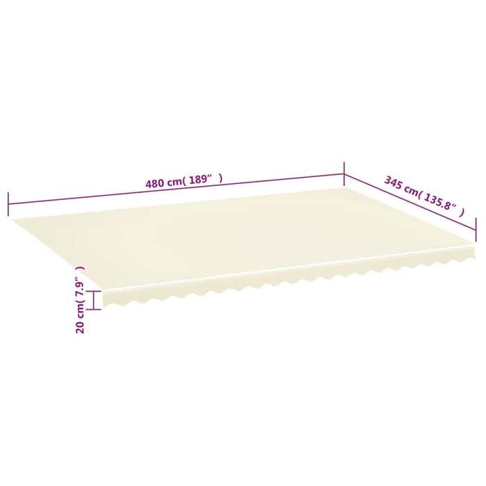 Erstatningsduk for markise kremhvit 5x3,5 m