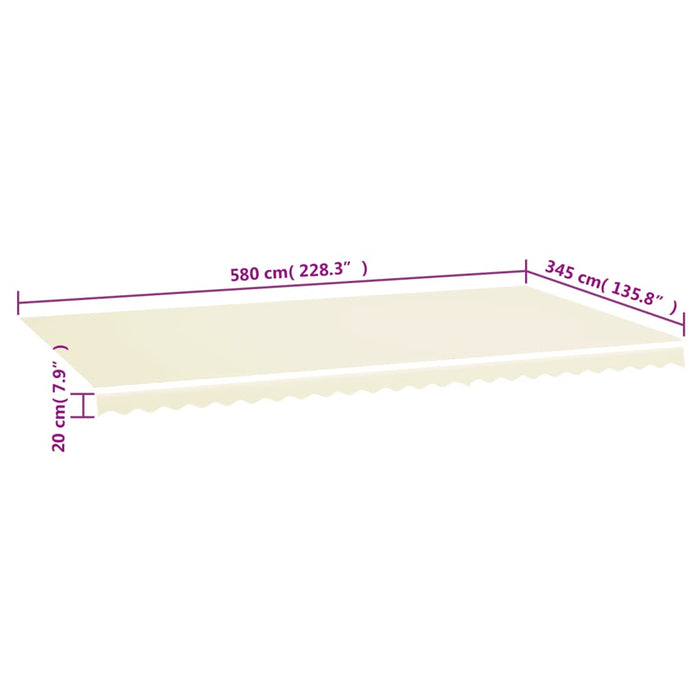 Erstatningsduk for markise kremhvit 6x3,5 m