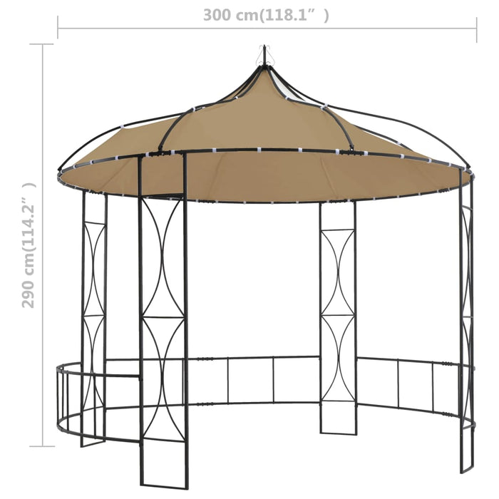 Paviljong 300x290 cm gråbrun rund