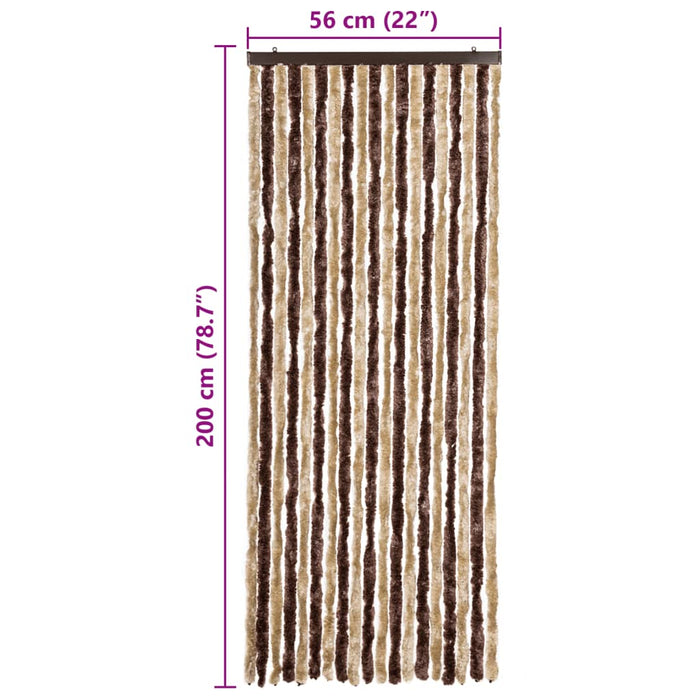 Insektgardin lysebrun og beige 56x200 cm chenille