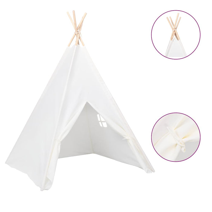 Tipi-telt for barn med pose ferskenhud hvit 120x120x150 cm