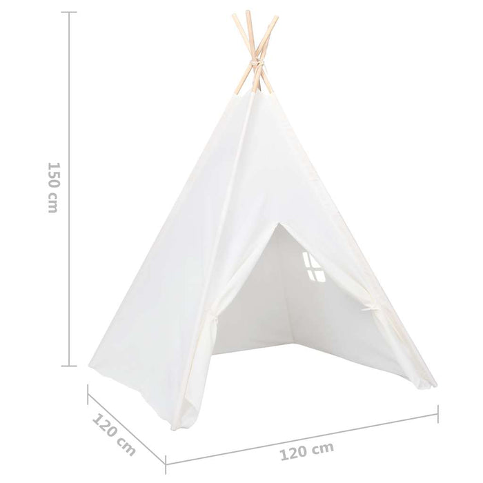 Tipi-telt for barn med pose ferskenhud hvit 120x120x150 cm