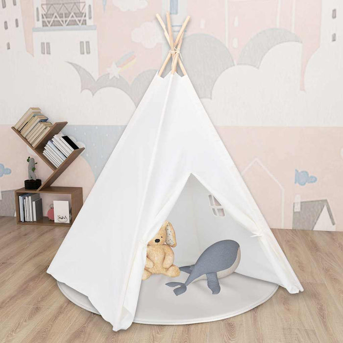Tipi-telt for barn med pose ferskenhud hvit 120x120x150 cm