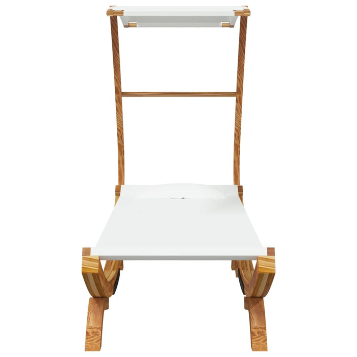 Loungeseng med baldakin 100x190x134 cm bøyd heltre kremhvit