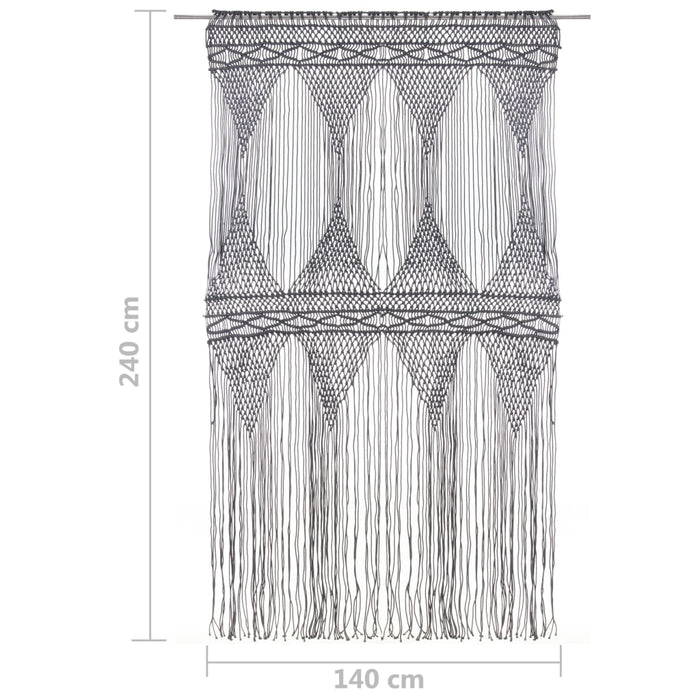 Makramé gardin antrasitt 140x240 cm bomull