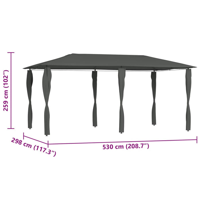 Paviljong med stolpetrekk 3x6x2,6 m antrasitt 160 g/m²