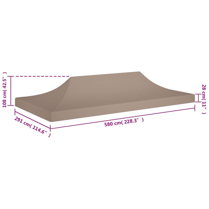 Teltduk for festtelt 6x3 m gråbrun 270 g/m²