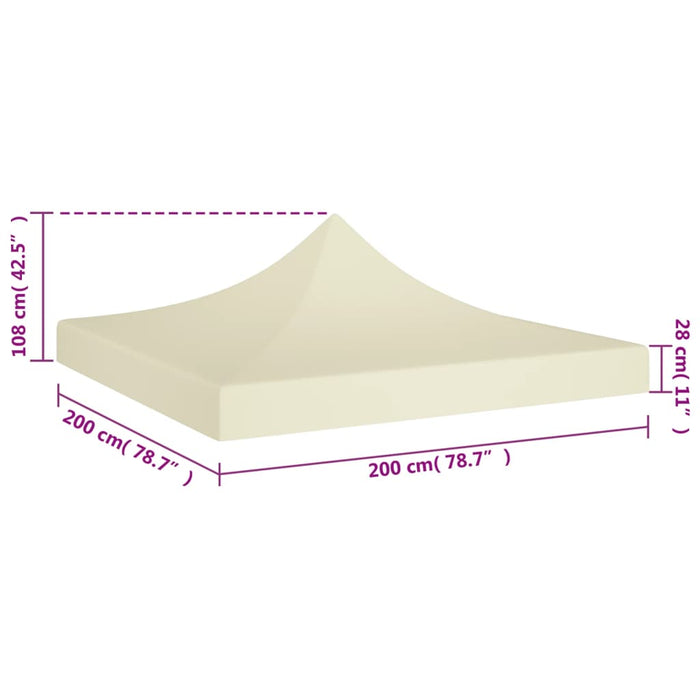 Teltduk for festtelt 2x2 m kremhvit 270 g/m²