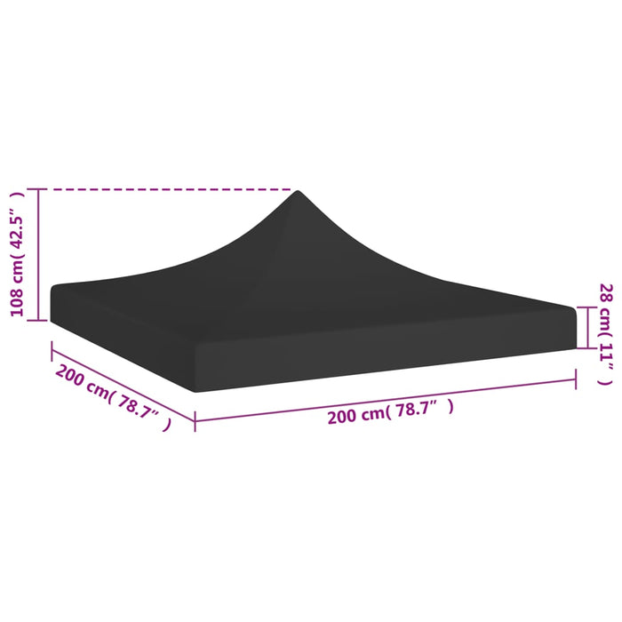 Teltduk for festtelt 2x2 m svart 270 g/m²