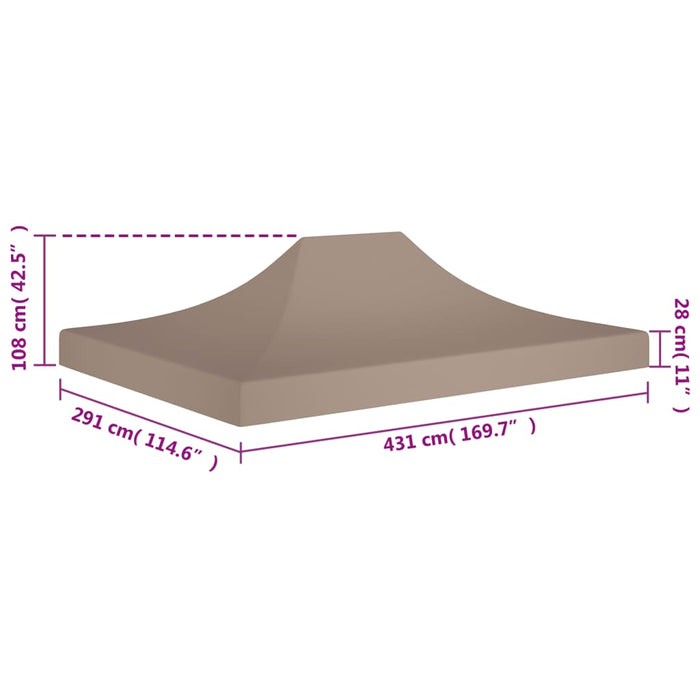 Teltduk for festtelt 4,5x3 m gråbrun 270 g/m²