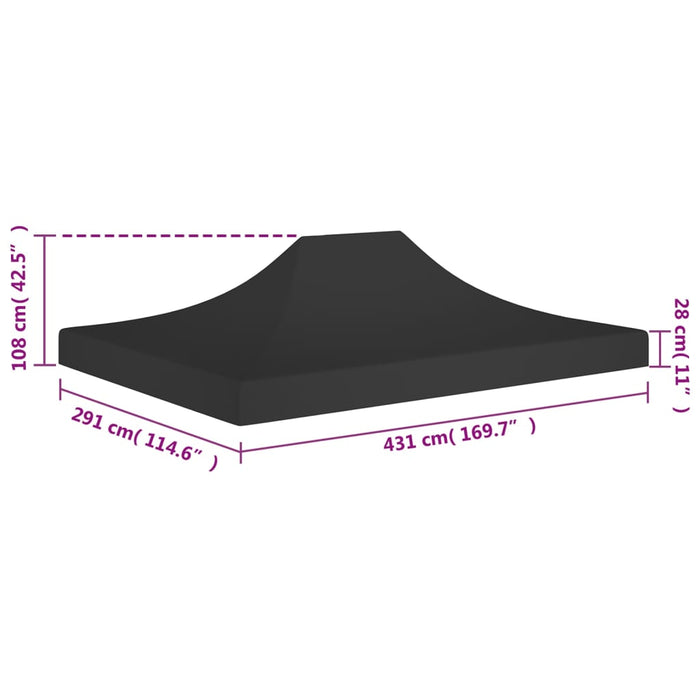 Teltduk for festtelt 4,5x3 m svart 270 g/m²