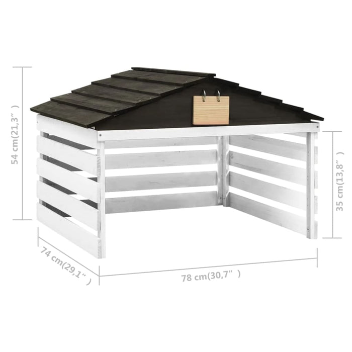 Gressklipperhus svart og hvit 78x74x54 cm gran