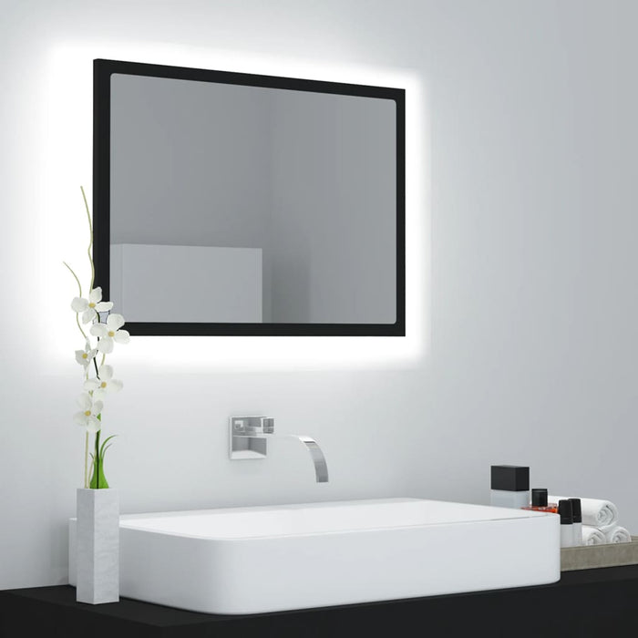 LED-badespeil svart 60x8,5x37 cm akryl