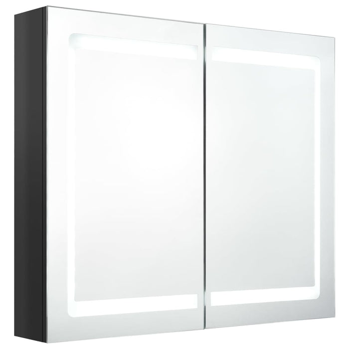 LED-speilskap til bad blank svart 80x12x68 cm