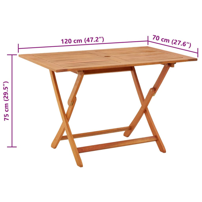 Sammenleggbart hagebord 120x70x75 cm heltre eukalyptus