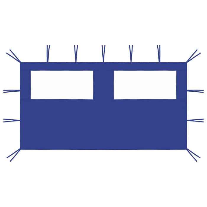 Sidevegg til paviljong med vinduer 4x2 m blå