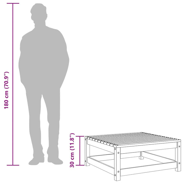 Fotskammel til hage 70x70x30 cm honningbrun heltre furu