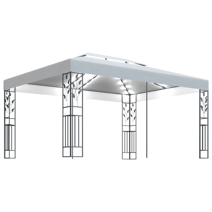 Paviljong med dobbelt tak og LED-lysslynge 3x4 m hvit