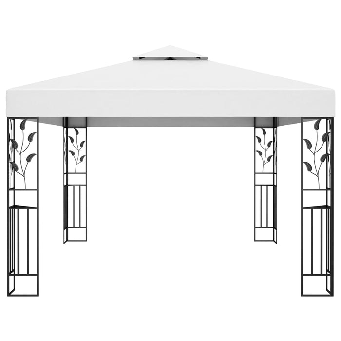 Paviljong med dobbelt tak og LED-lysslynge 3x4 m hvit