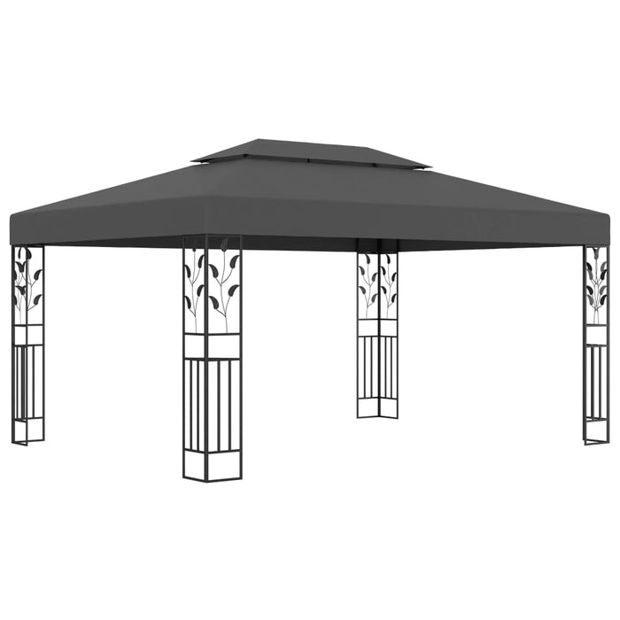 Paviljong med dobbelt tak og LED-lysslynge 3x4 m antrasitt