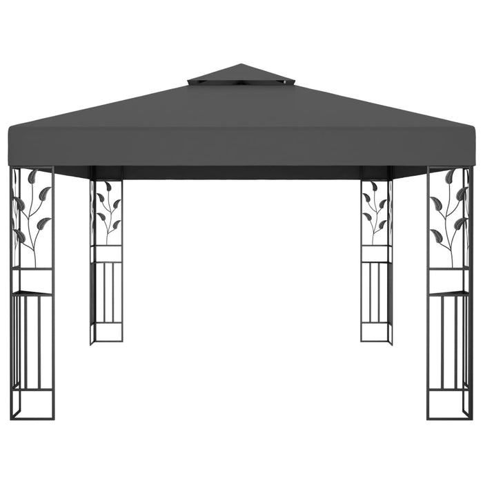 Paviljong med dobbelt tak og LED-lysslynge 3x4 m antrasitt