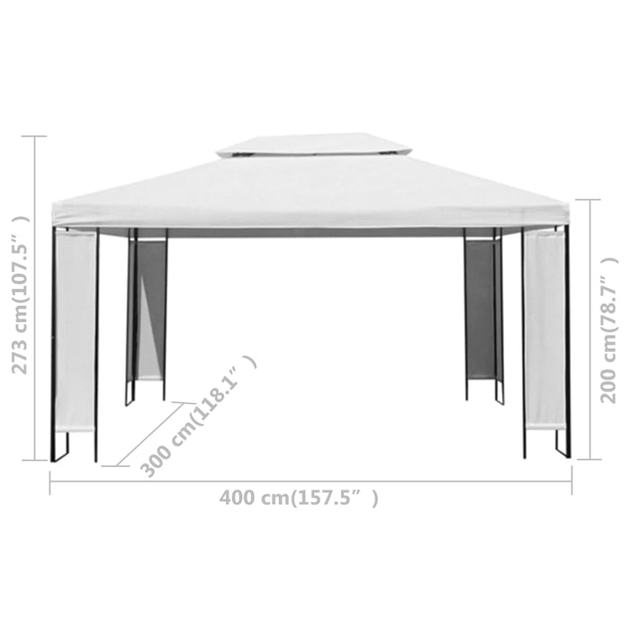 Paviljong med LED-lysslynge 3x4 m hvit