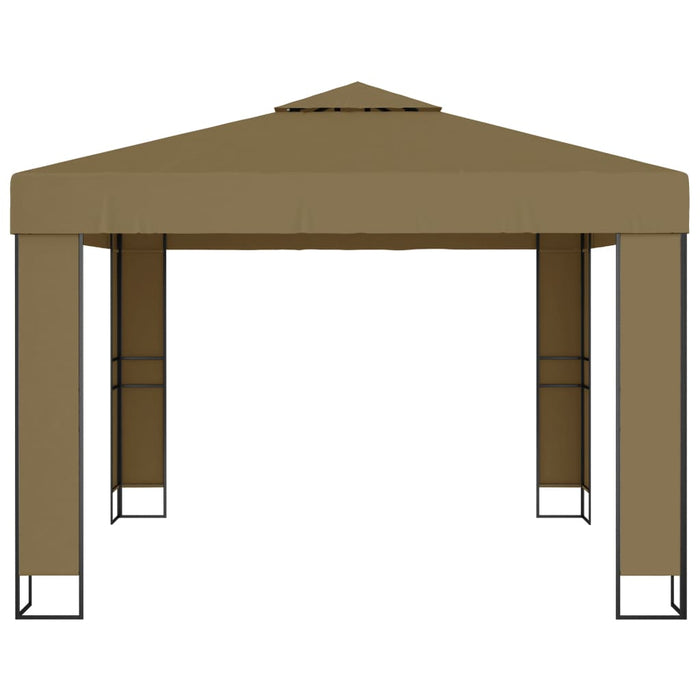 Paviljong med dobbelt tak og LED-lysslynge 3x3x2,7m gråbrun