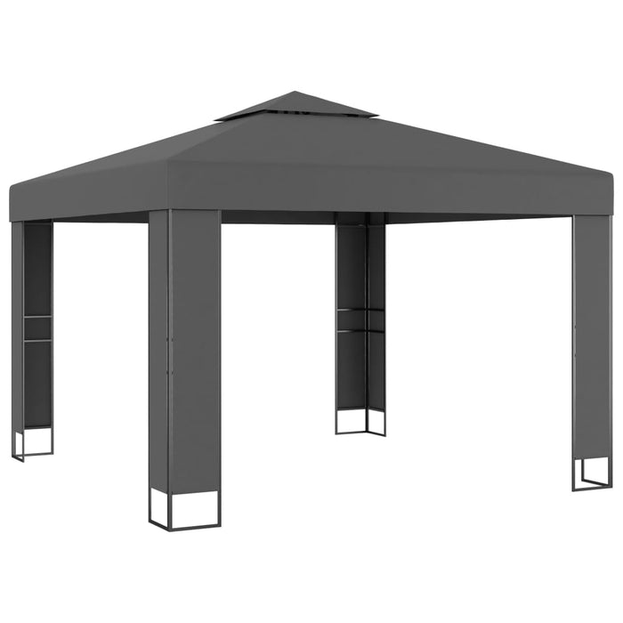 Paviljong med dobbelt tak og LED-lysslynge 3x3 m antrasitt