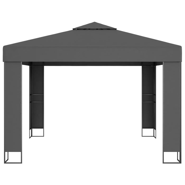 Paviljong med dobbelt tak og LED-lysslynge 3x3 m antrasitt