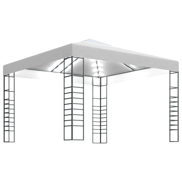 Hagepaviljong med LED-lysslynge 3x3 m hvit