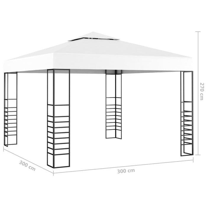 Hagepaviljong med LED-lysslynge 3x3 m hvit