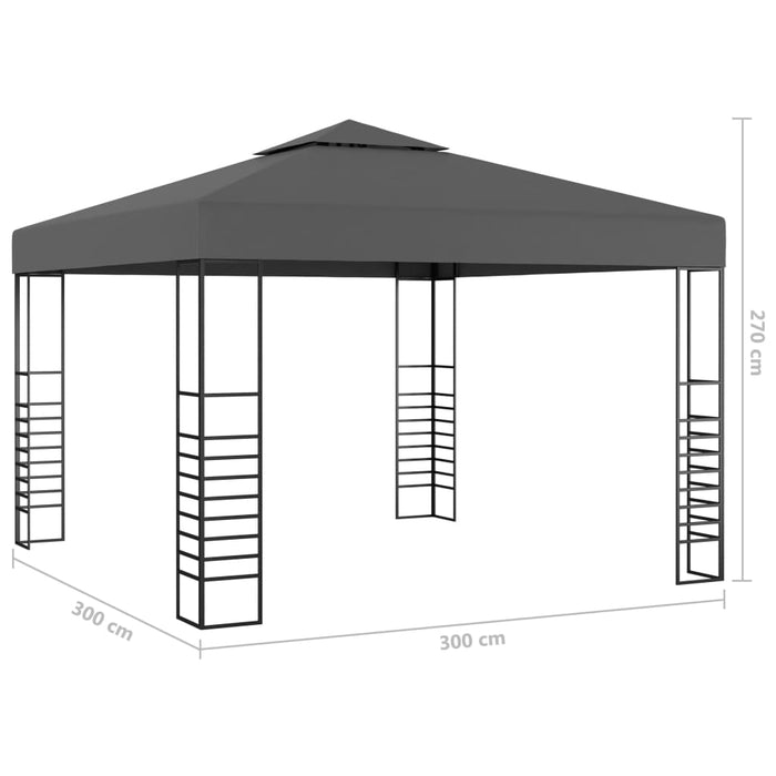 Hagepaviljong med LED-lysslynge 3x3 m antrasitt