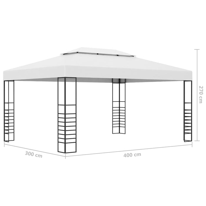 Paviljong med LED-lysslynge 4x3x2,7 m hvit