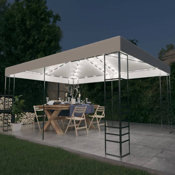 Paviljong med LED-lysslynge 4x3x2,7 m hvit