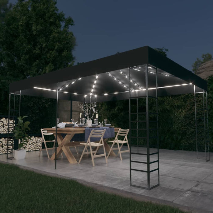 Paviljong med LED-lysslynge 3x4 m antrasitt