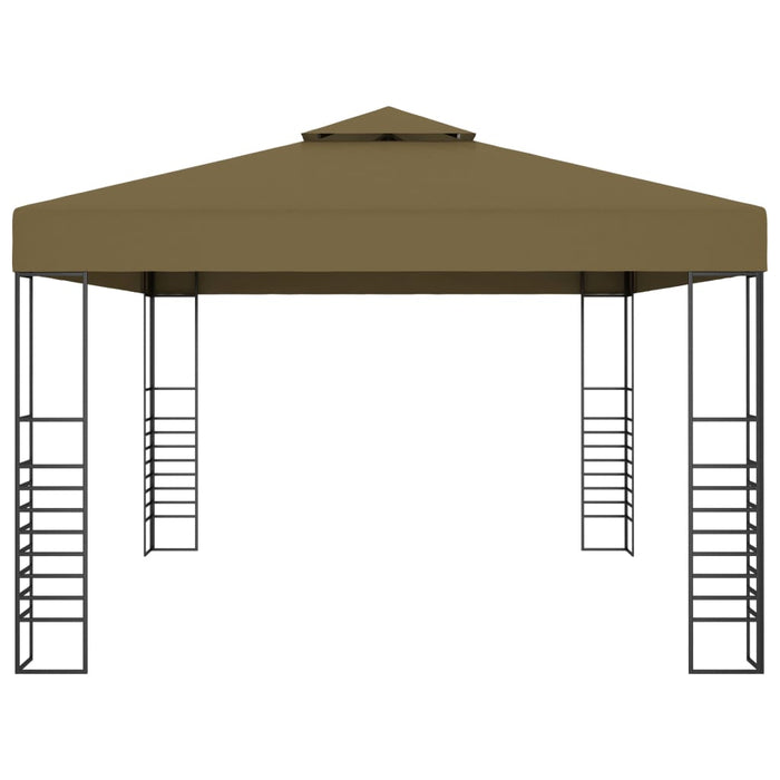 Paviljong med LED-lysslynge 3x4 m gråbrun