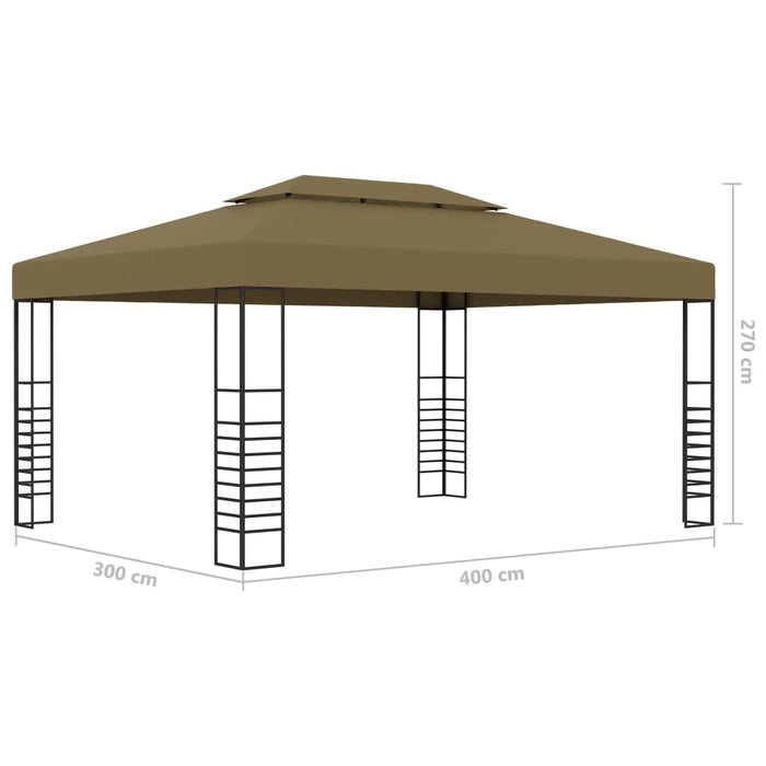 Paviljong med LED-lysslynge 3x4 m gråbrun