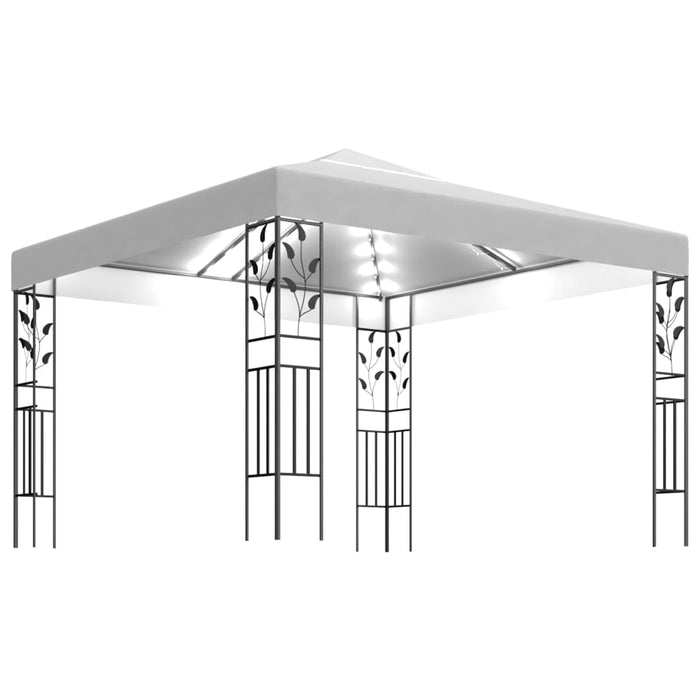 Paviljong med LED-lysslynge 3x3 m hvit